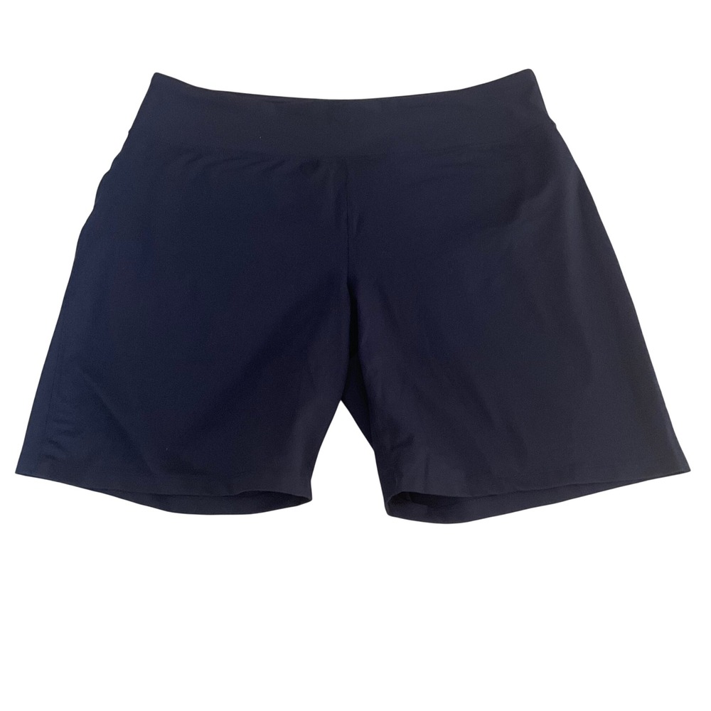 Lands' End Athletic Shorts Womens 2X Navy Blue Stretch Performance Activewear